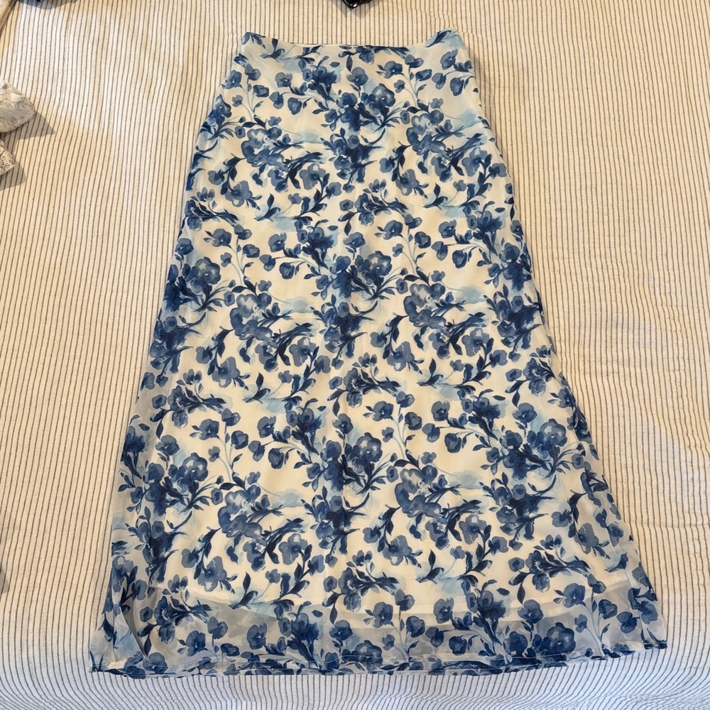 Floral Blue and White Women's Skirt